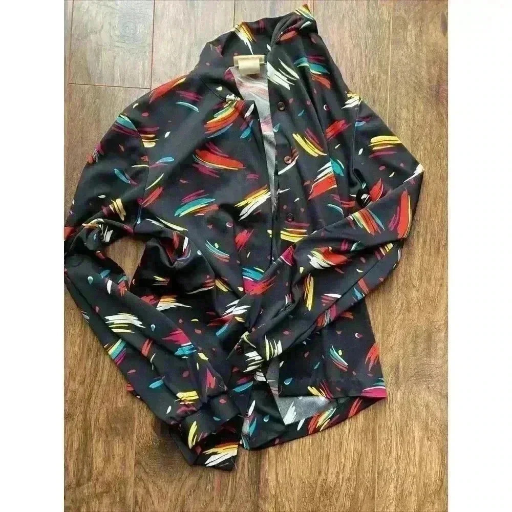 Vintage Long Sleeve Top Cos Cob Size Small? Super Cool Splash Of Color - Picture 8 of 9